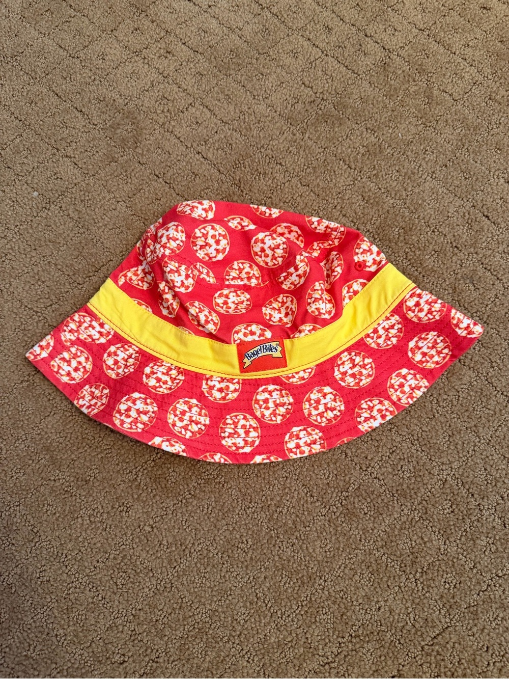 Bagel Bites Mad Engine red and yellow adult bucket hat